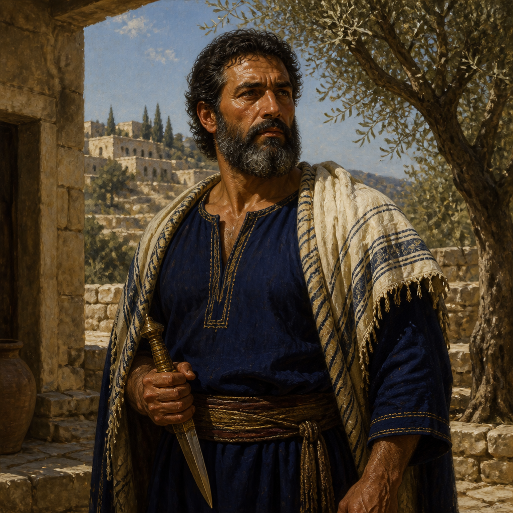 Oil-painting style portrait of Shual, Asherite leader and son of Zophah mentioned in the genealogies of 1 Chronicles