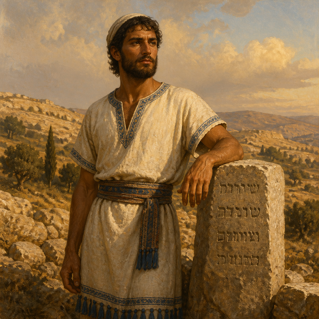 Oil-painting style portrait of Soco, Descendant of the tribe of Judah and grandson of Mered