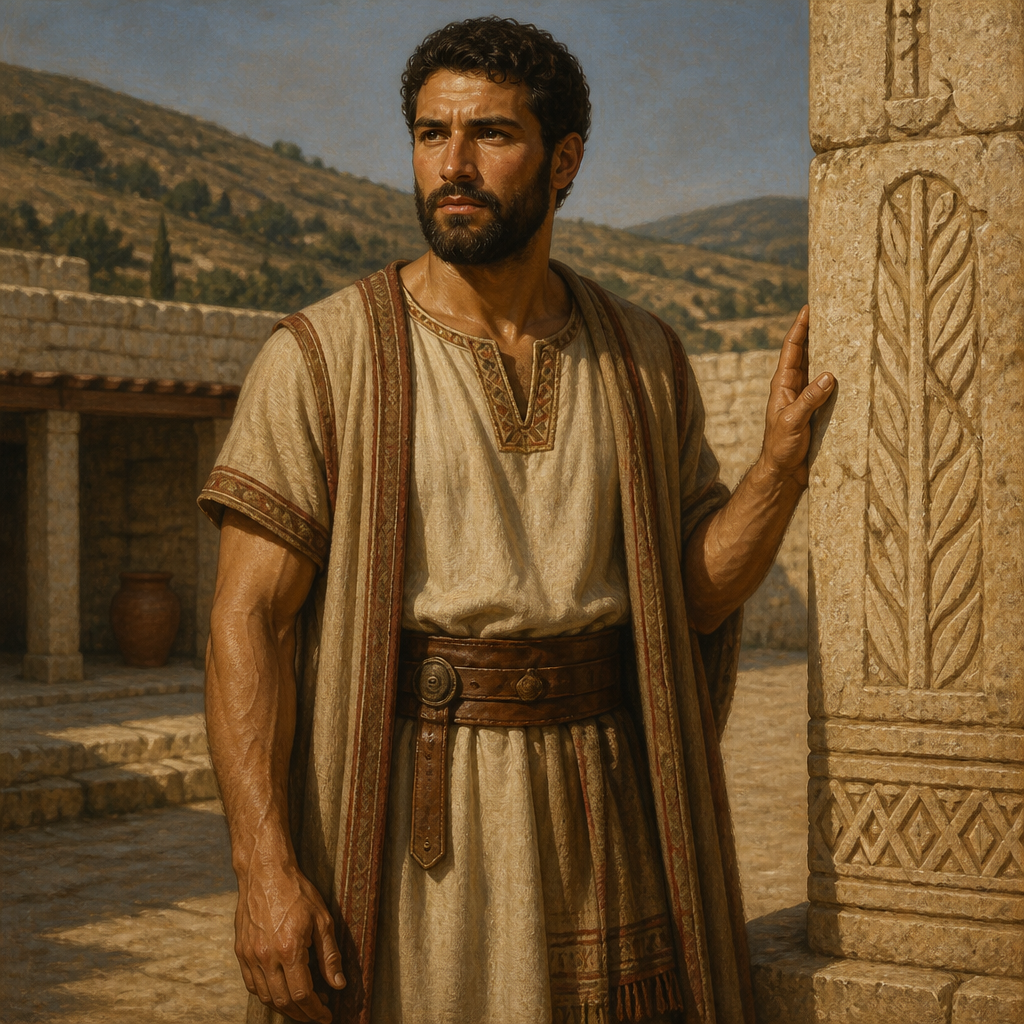 Oil-painting style portrait of Suah, Son of Zophah and member of the Tribe of Asher during the Divided Monarchy