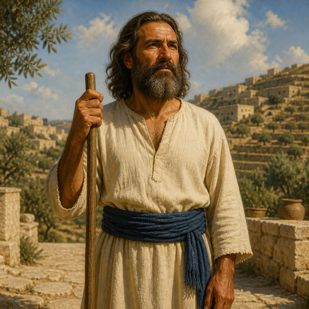 Oil-painting style portrait of Tahan, Ephraimite of the Divided Monarchy, ancestor of Joshua in the lineage of Ephraim