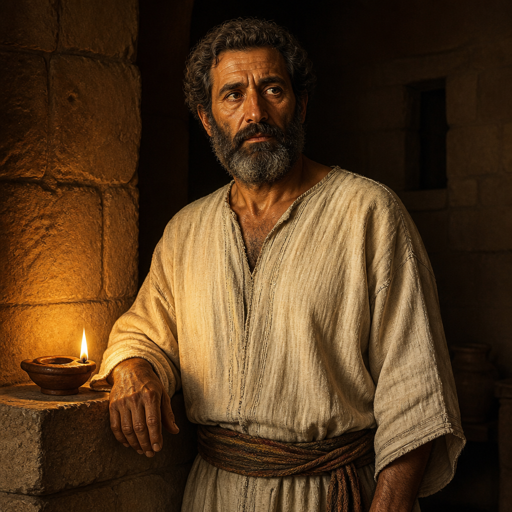 Oil-painting style portrait of Tahath, Levite of the Divided Monarchy, Levite descendant of Assir and ancestor of Uriel within the Kohathite genealogy