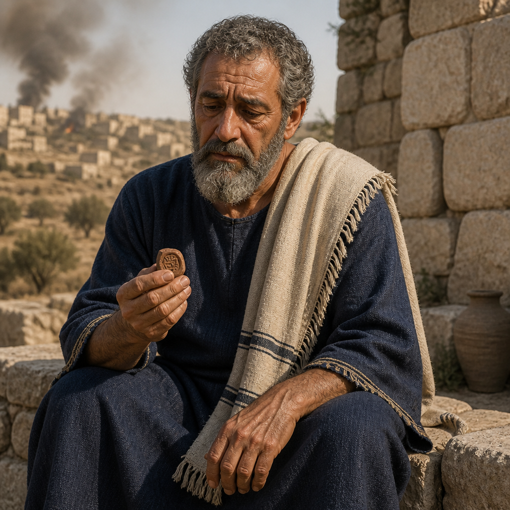 Oil-painting style portrait of Tanhumeth, Father of Seraiah the Netophathite who served under Governor Gedaliah