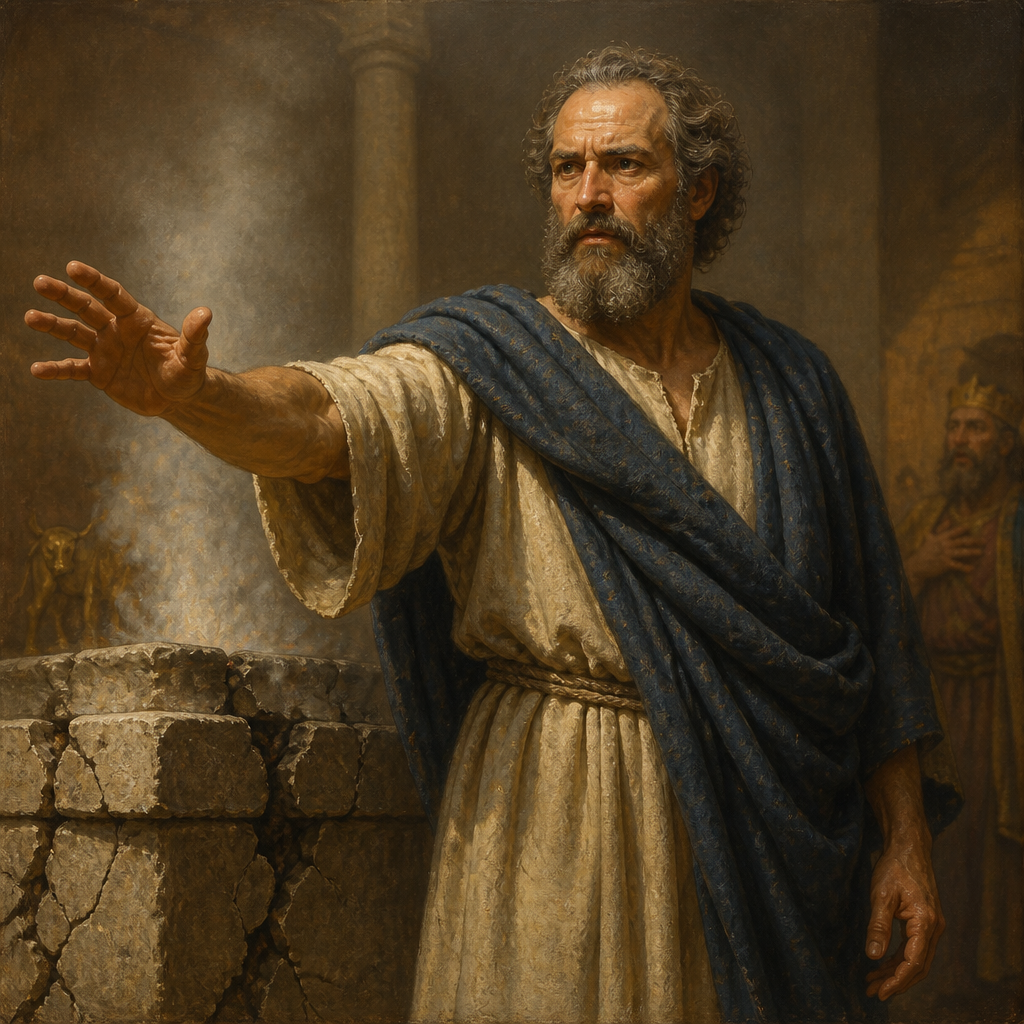 Oil-painting style portrait of The Man of God from Judah, Prophet who denounced Jeroboam's altar and was later killed by a lion