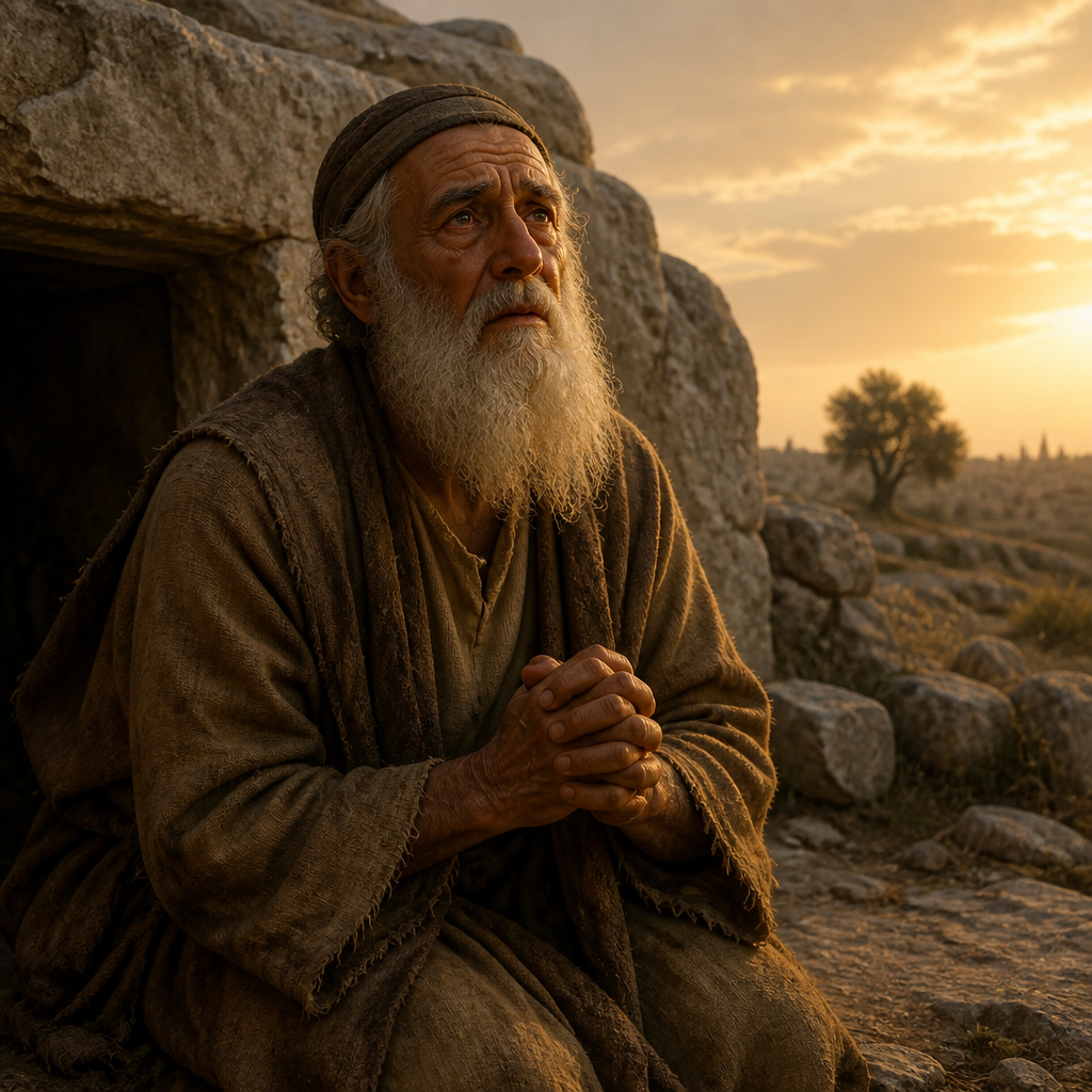 Oil-painting style portrait of The Old Prophet of Bethel, Prophet who deceived the man of God from Judah and buried him in his own tomb
