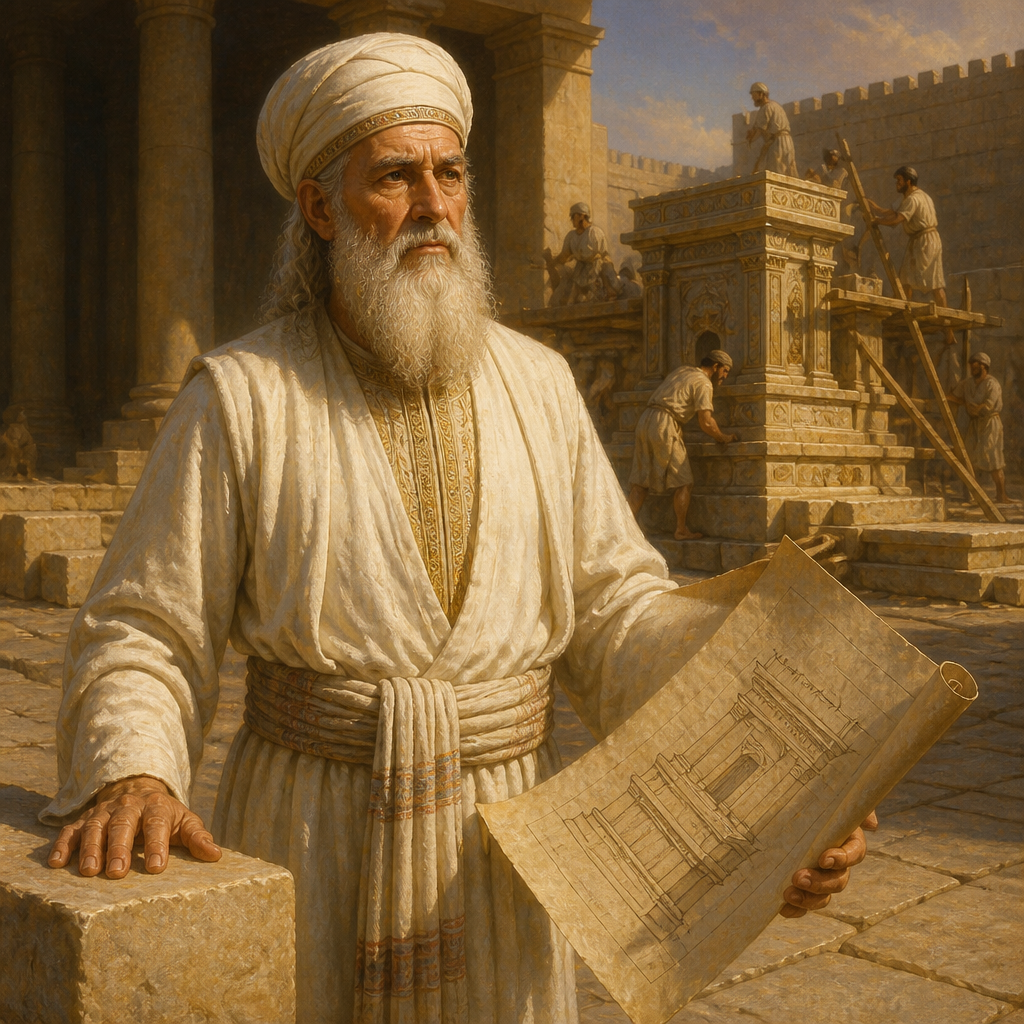 Oil-painting style portrait of Uriah the Priest, Priest who built a foreign altar in the Temple of Jerusalem at the request of King Ahaz