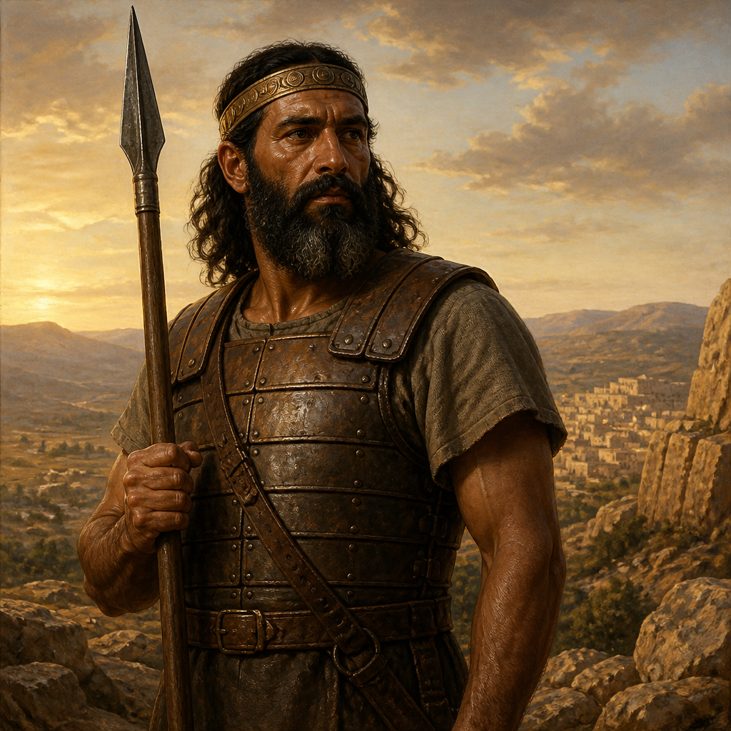 Oil-painting style portrait of Uzzia, Warrior among King David's Mighty Men