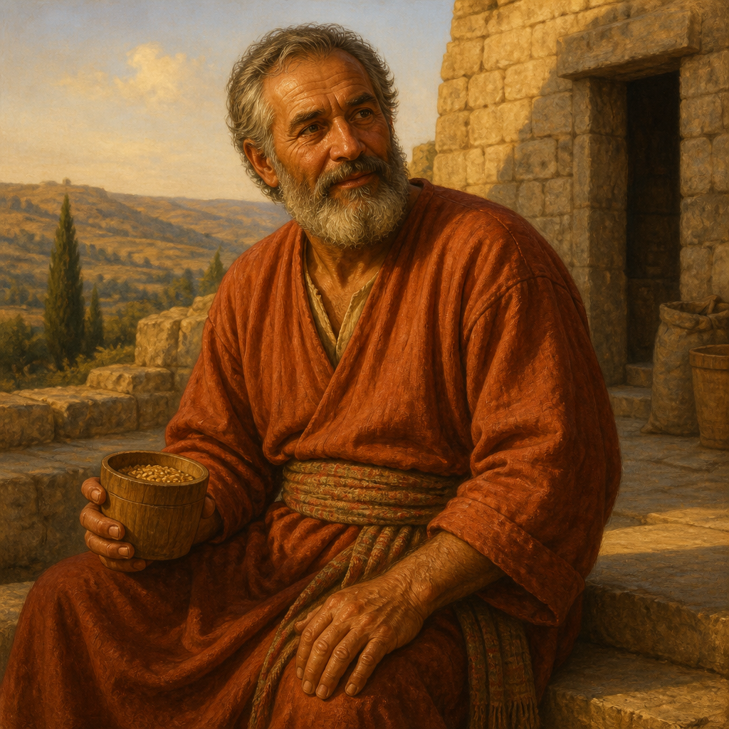 Oil-painting style portrait of Uzziah, Father of Jonathan, Father of Jonathan, the overseer of King David's regional storehouses