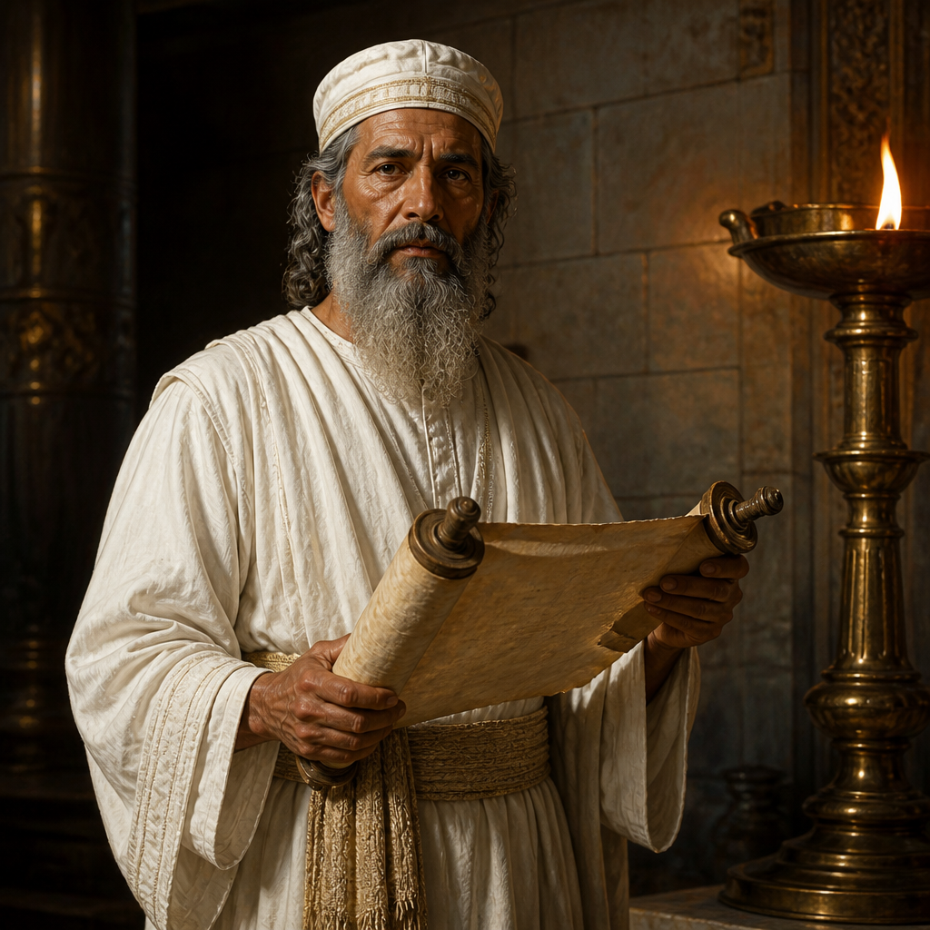 Oil-painting style portrait of Zadok, Levite of the Divided Monarchy, Levite priest who maintained the high priestly lineage during the Divided Monarchy