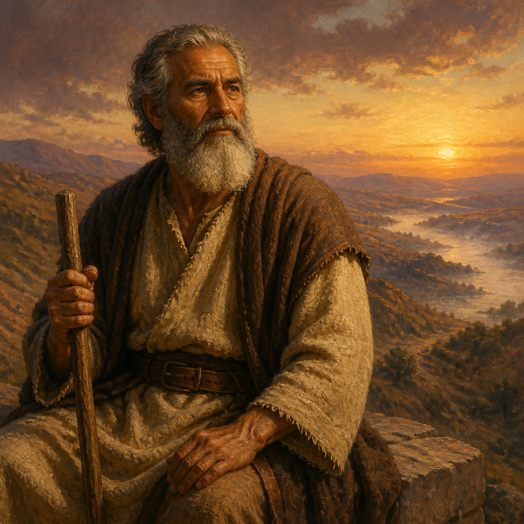 Oil-painting style portrait of Zechariah, Father of Iddo, father of Iddo who governed the half-tribe of Manasseh in Gilead