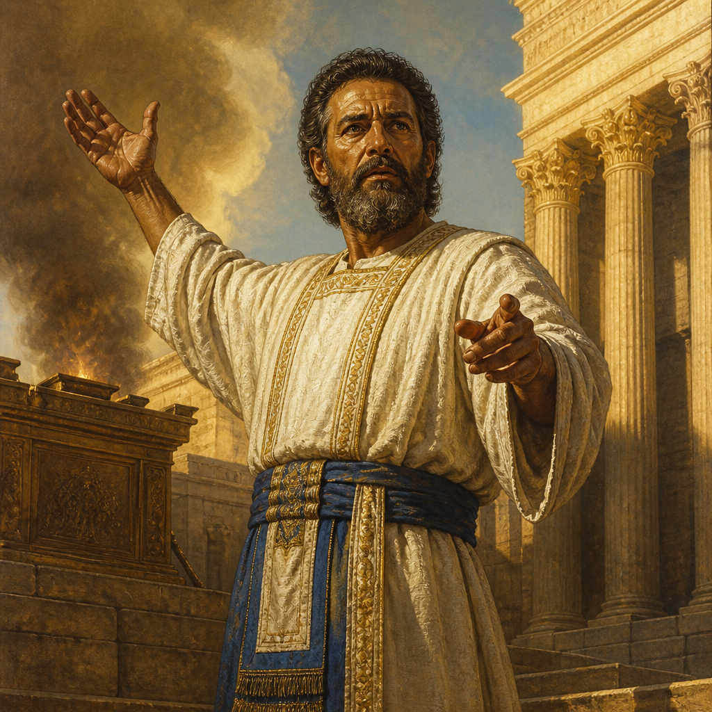 Oil-painting style portrait of Zechariah, Son of Jehoiada, Priest and prophet who was stoned to death in the Temple court by King Joash
