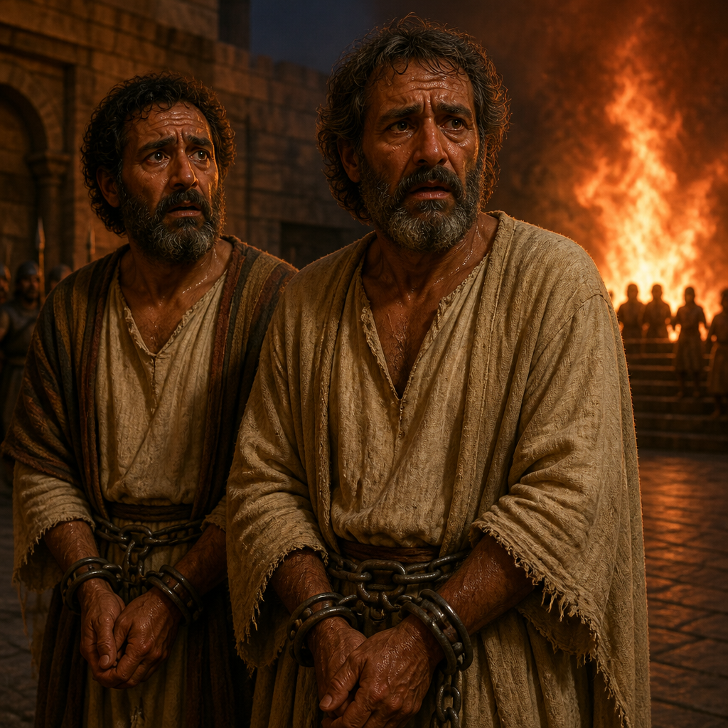 Oil-painting style portrait of Zedekiah son of Maaseiah, False prophet who was roasted in the fire by King Nebuchadnezzar