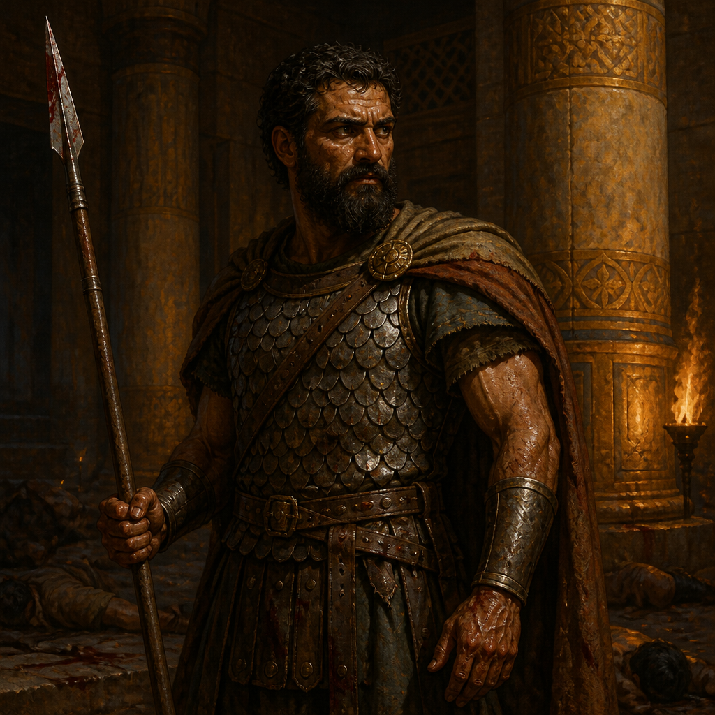 Oil-painting style portrait of Zichri, Mighty Man of Ephraim, Mighty man of Ephraim who killed the son of King Ahaz and two top Judean officials