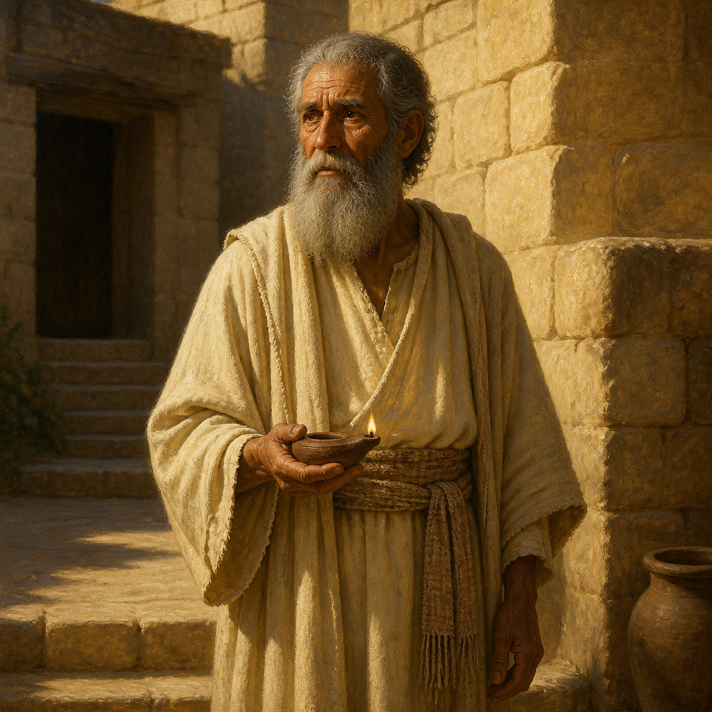 Oil-painting style portrait of Zimmah, Levite of the Divided Monarchy, Levite patriarch whose son and grandson assisted in Hezekiah's Temple reforms