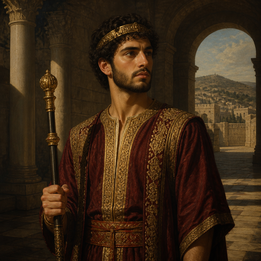 Oil-painting style portrait of Ziza, Son of Rehoboam, Prince of Judah and son of King Rehoboam who is listed in the genealogies of 2 Chronicles