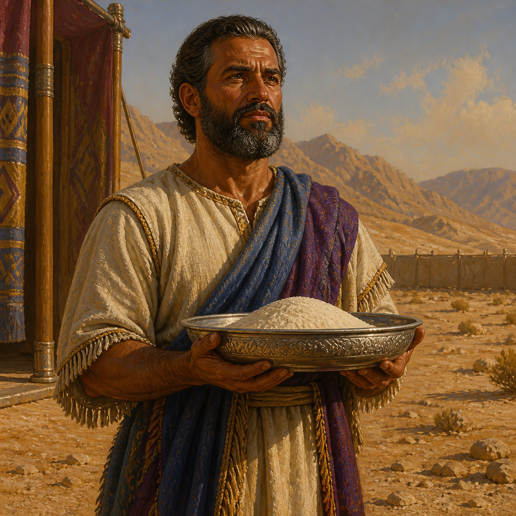 Oil-painting style portrait of Abidan, Leader of the Benjamites who assisted Moses with the census and Tabernacle dedication