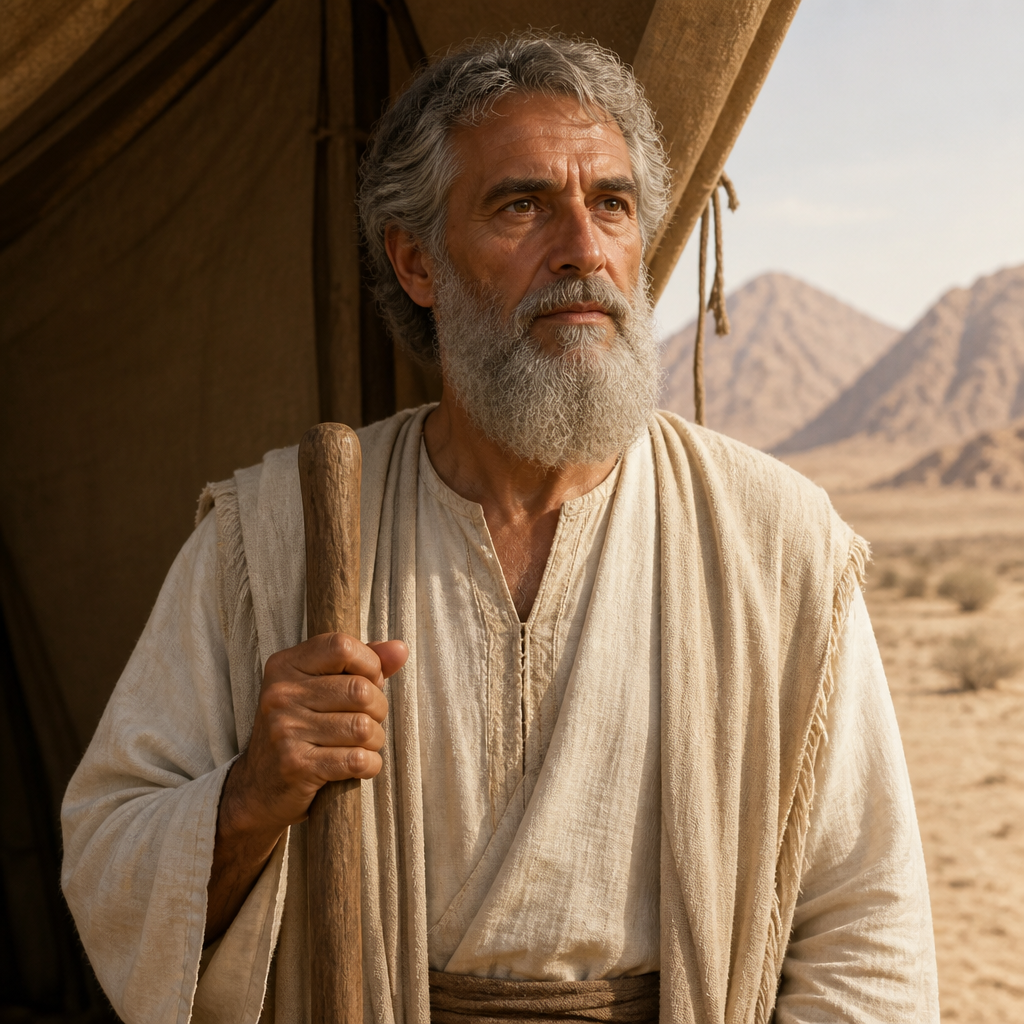 Oil-painting style portrait of Abihail, Father of Zuriel, Levite father whose son Zuriel led the Merarite families in the wilderness