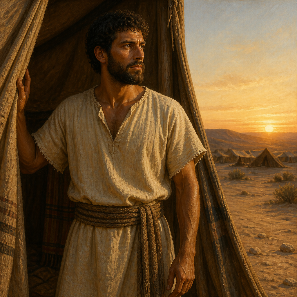 Oil-painting style portrait of Abihud, grandson of Benjamin and member of the Tribe of Benjamin