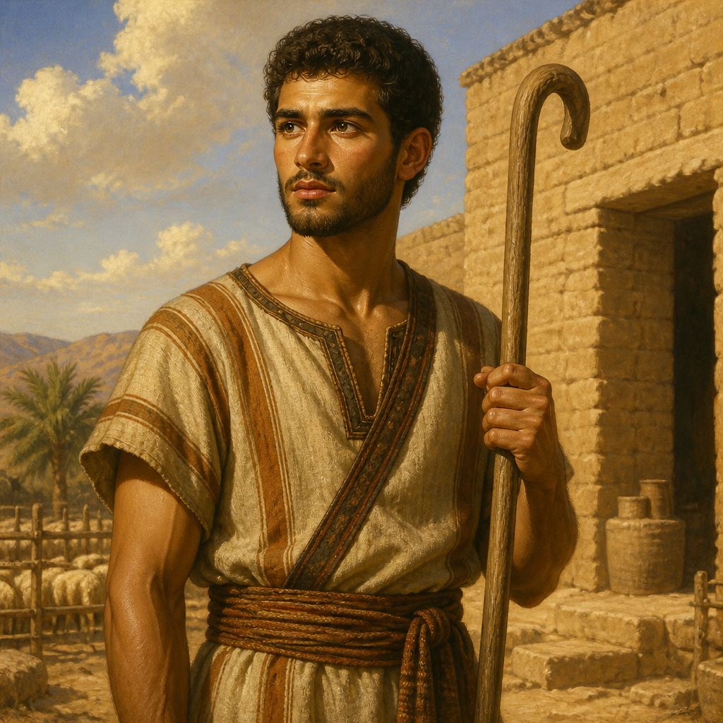 Oil-painting style portrait of Addar, Son of Bela and grandson of Benjamin listed in the tribal genealogies