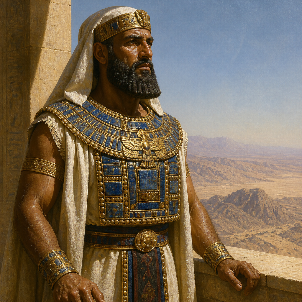Oil-painting style portrait of Agag, King of the Wilderness Era, King used as a standard of greatness in Balaam's prophecy