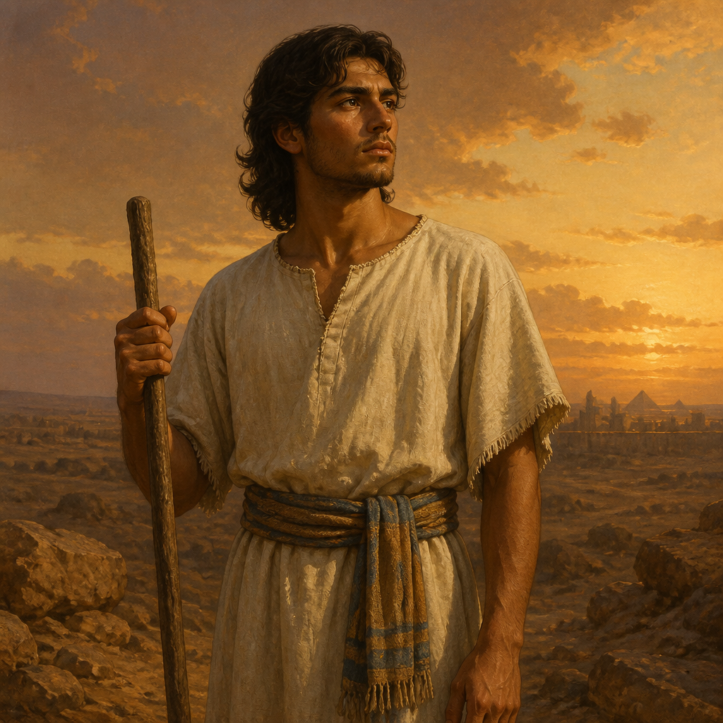 Oil-painting style portrait of Ahian, Son of Shemida in the tribe of Manasseh