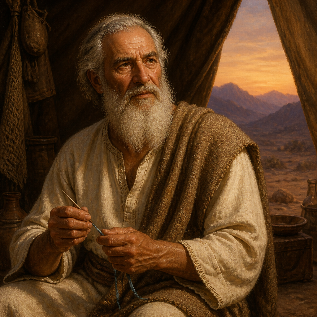 Oil-painting style portrait of Ahisamach, father of Oholiab the Tabernacle artisan
