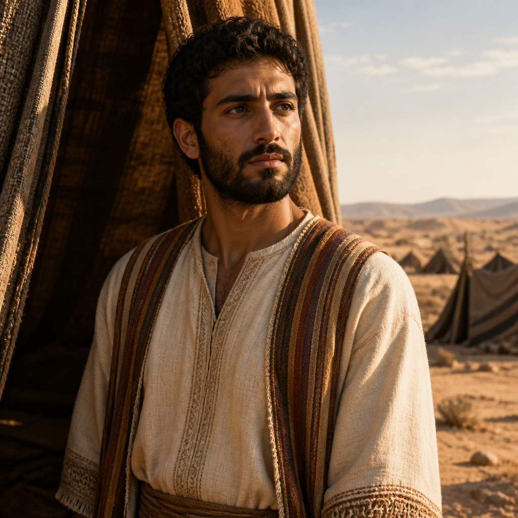 Oil-painting style portrait of Amariah, Son of Hebron, second son of Hebron and a Kohathite Levite during the wilderness era