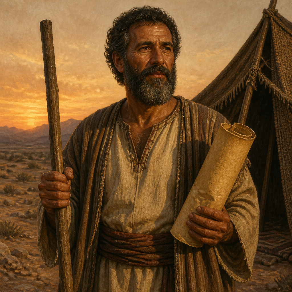Oil-painting style portrait of Ard, Son of Bela, Patriarch who founded the Ardite clan of the tribe of Benjamin