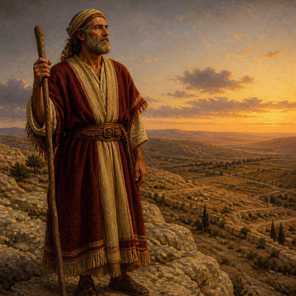 Oil-painting style portrait of Ashhur, Patriarch of the tribe of Judah and the founder of the city of Tekoa