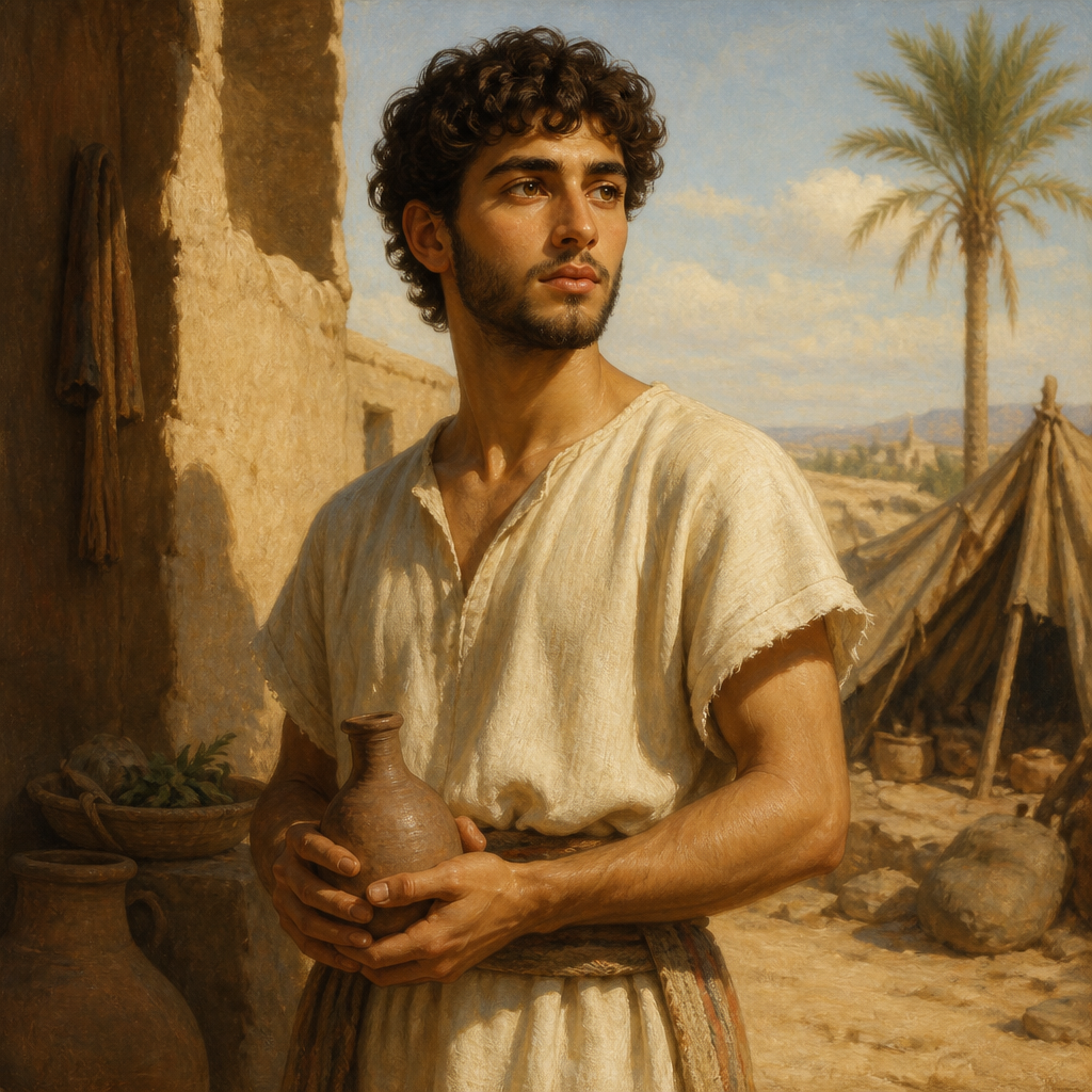 Oil-painting style portrait of Asriel, Son of Manasseh, Son of Manasseh born to his Aramean concubine