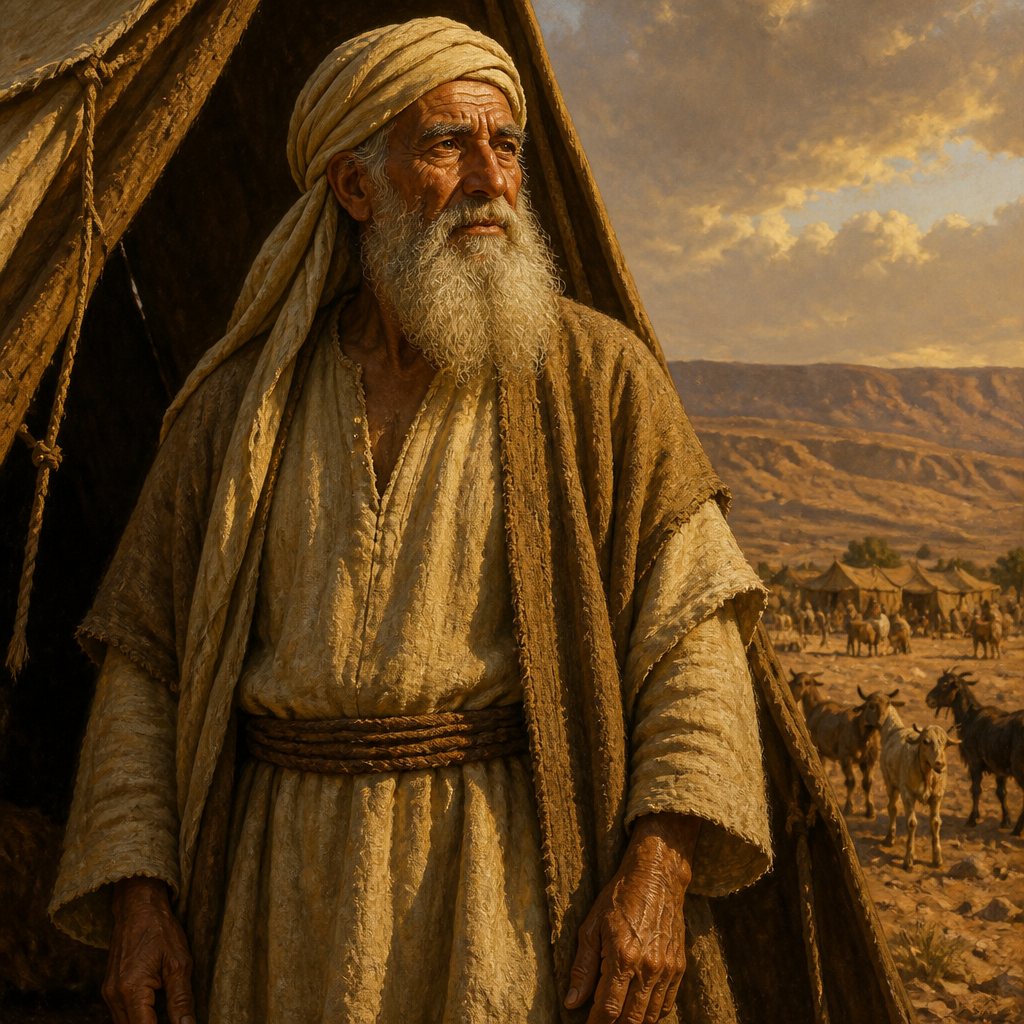 Oil-painting style portrait of Azzan, Father of Paltiel who was the leader of the tribe of Issachar during the division of Canaan