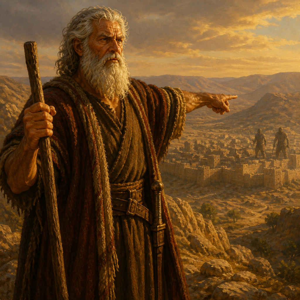 Oil-painting style portrait of Caleb son of Jephunneh, Spy who gave a faithful report of Canaan and later conquered Hebron