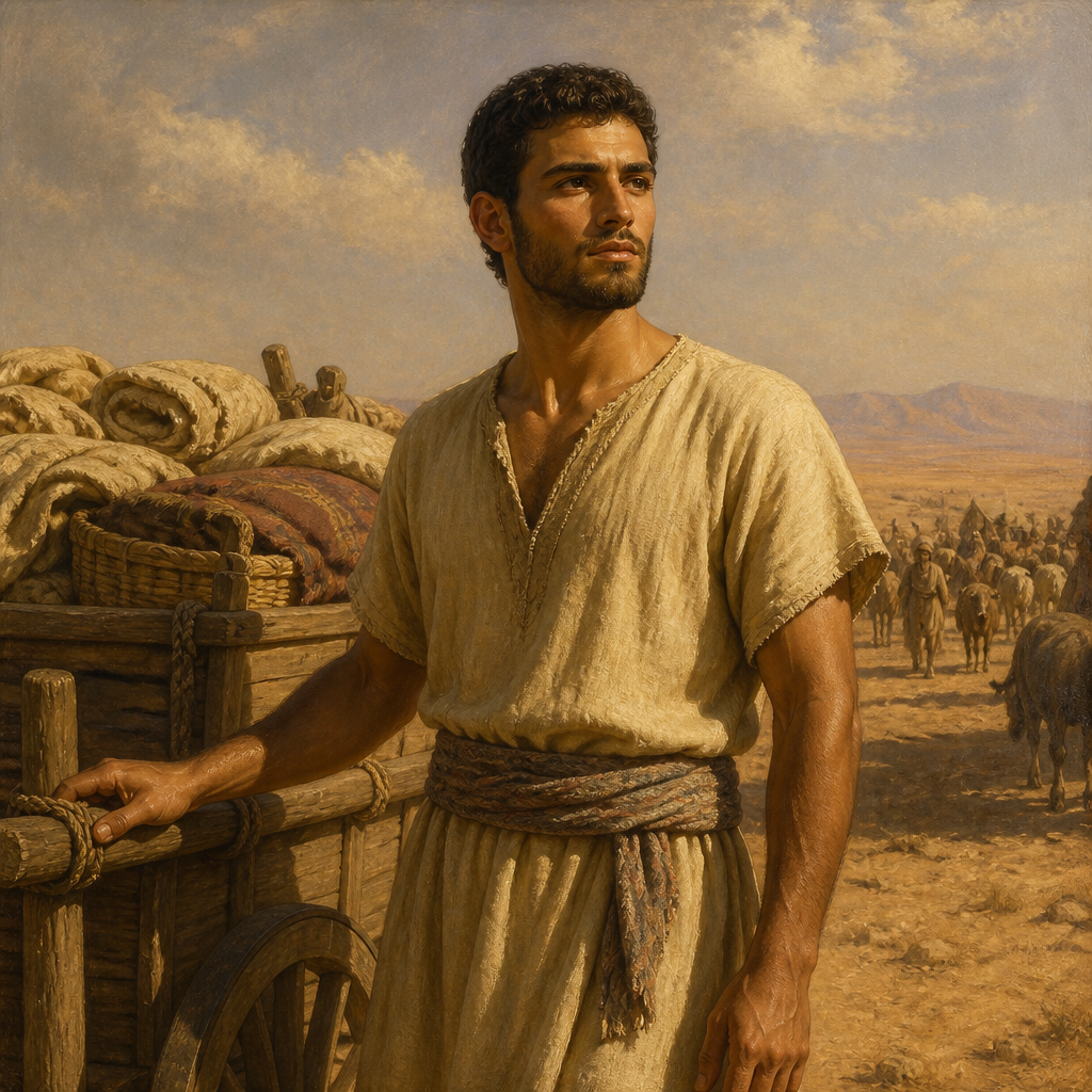Oil-painting style portrait of Carmi, Son of Reuben, son of Reuben and founder of the Carmite clan during the Egyptian Sojourn