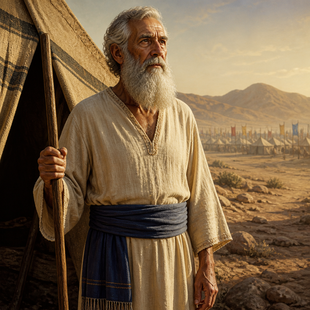 Oil-painting style portrait of Deuel, Patriarch of the tribe of Gad whose son Eliasaph was a tribal leader during the Exodus