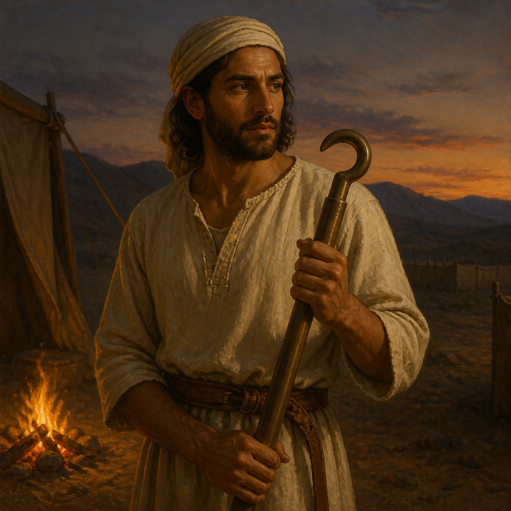 Oil-painting style portrait of Eder, Levite of the Merarite Clan, Levite of the clan of Merari and son of Mushi who served in the wilderness era