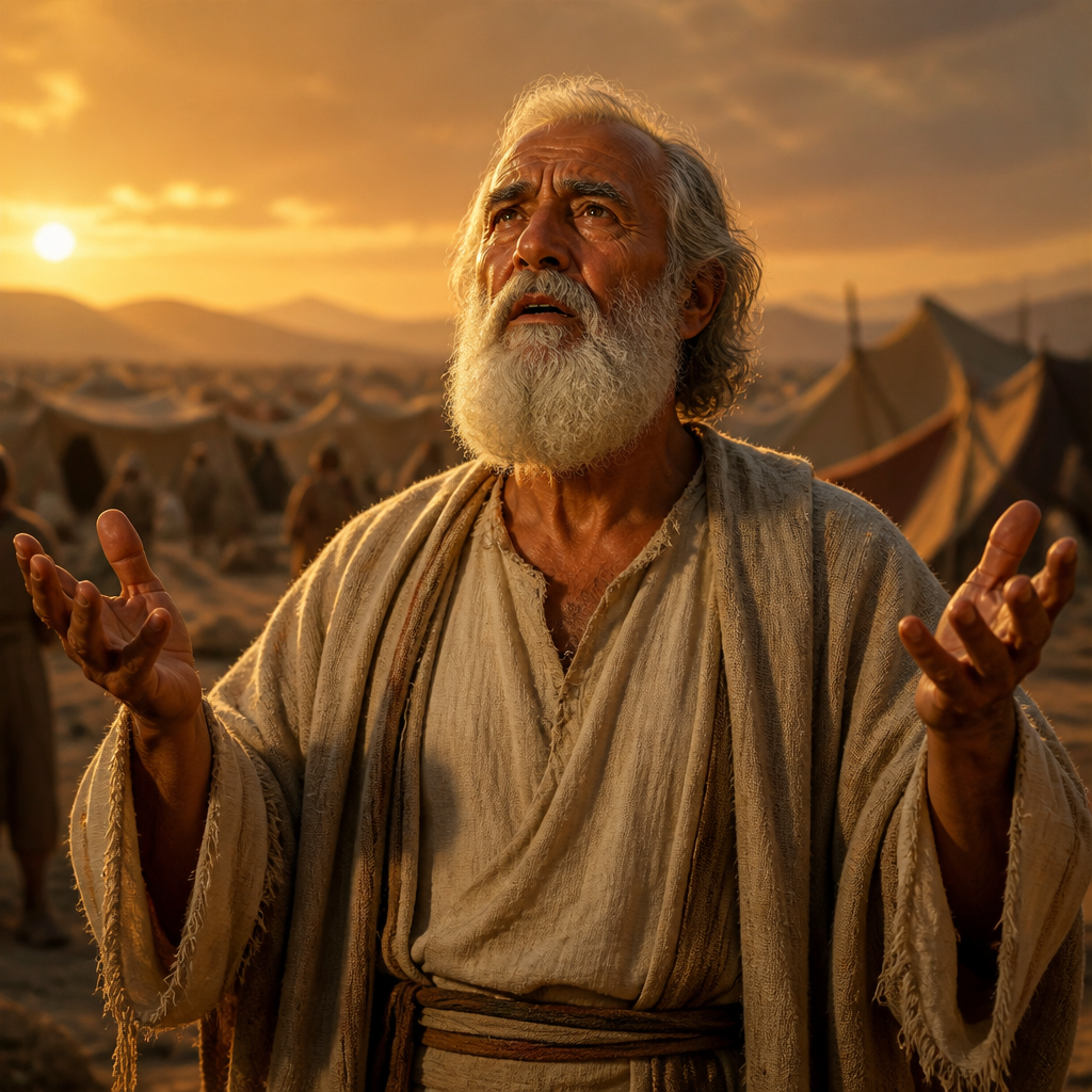 Oil-painting style portrait of Eldad, Elder who prophesied in the camp of Israel