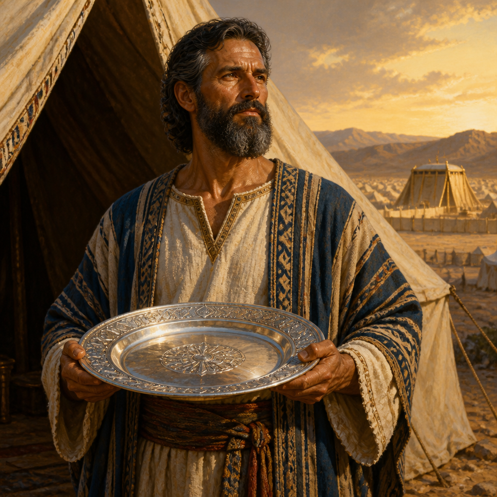 Oil-painting style portrait of Eliab, Leader of Zebulun, Tribal leader of Zebulun who assisted Moses in the wilderness census and presented offerings for the Tabernacle