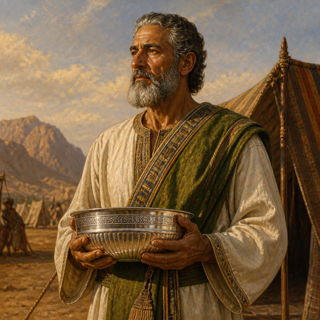 Oil-painting style portrait of Elishama, Leader of Ephraim, Tribal leader of Ephraim and grandfather of Joshua who served during the Exodus