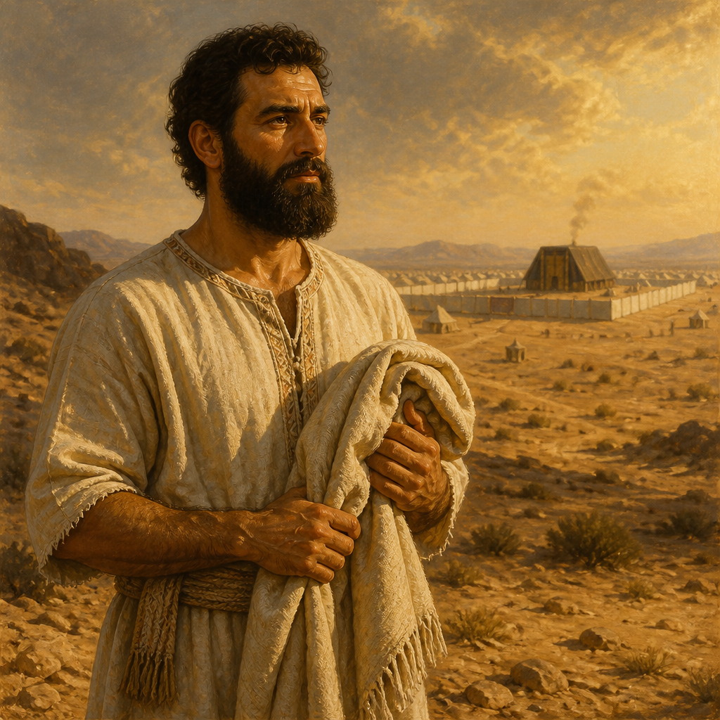 Oil-painting style portrait of Elizaphan, Son of Uzziel, Levite leader who removed the bodies of Nadab and Abihu from the Tabernacle