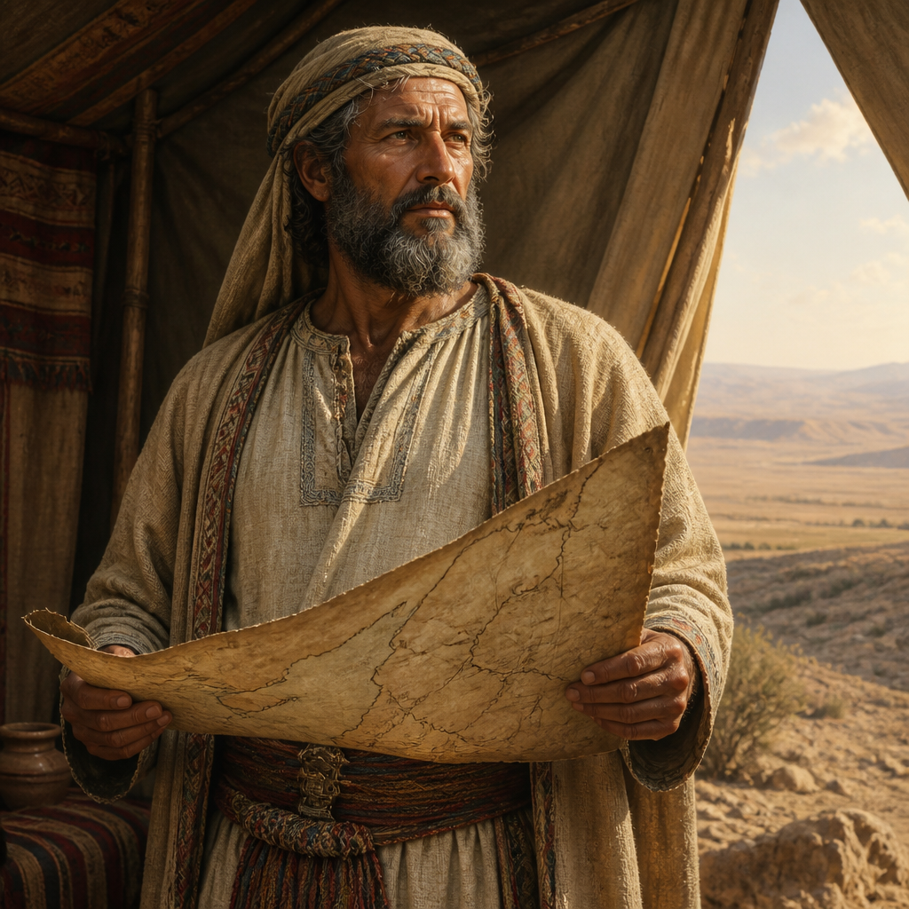 Oil-painting style portrait of Elizaphan, Son of Parnach, Tribal leader of Zebulun appointed to divide the Promised Land