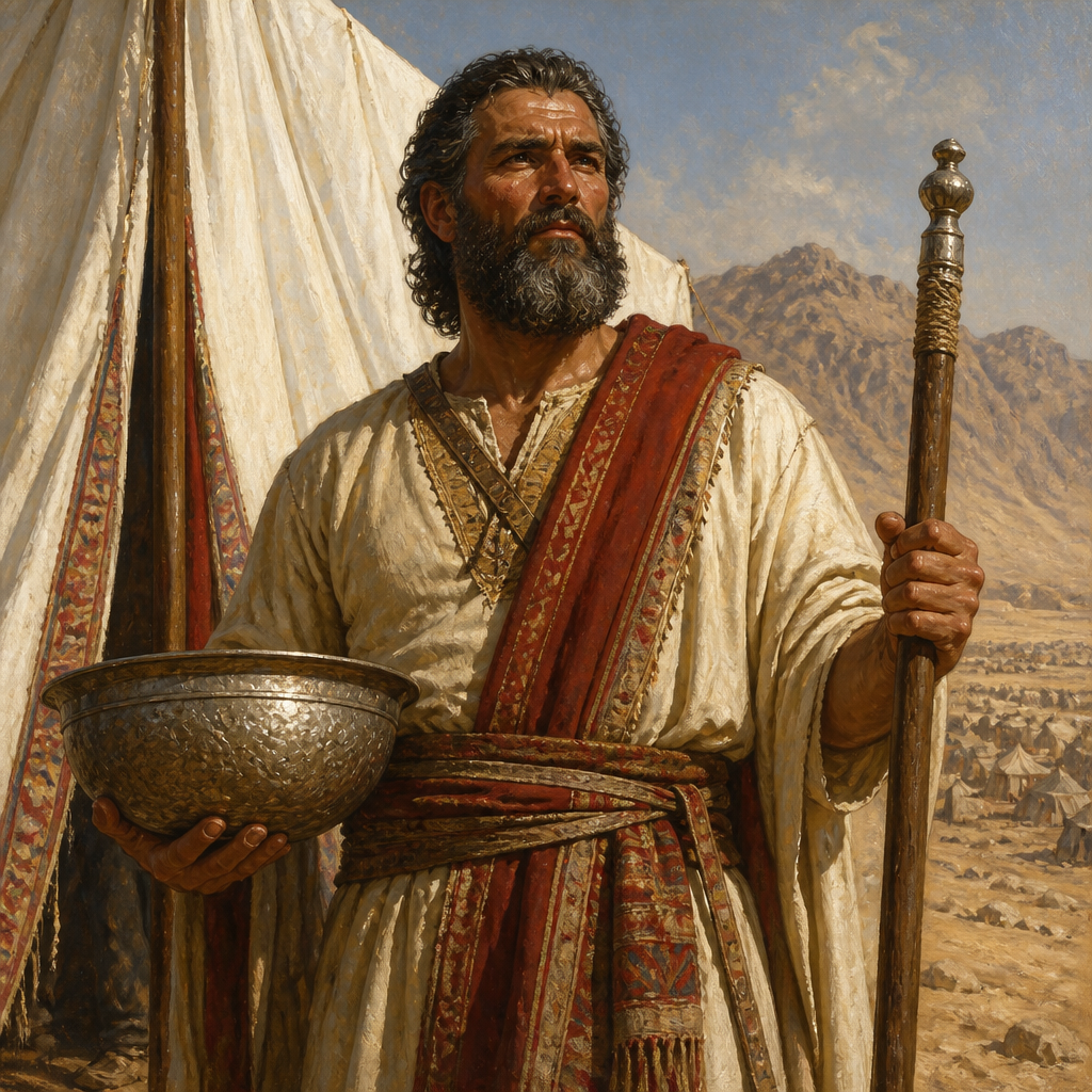 Oil-painting style portrait of Elizur, Leader of the Reubenites who assisted Moses with the census and Tabernacle dedication