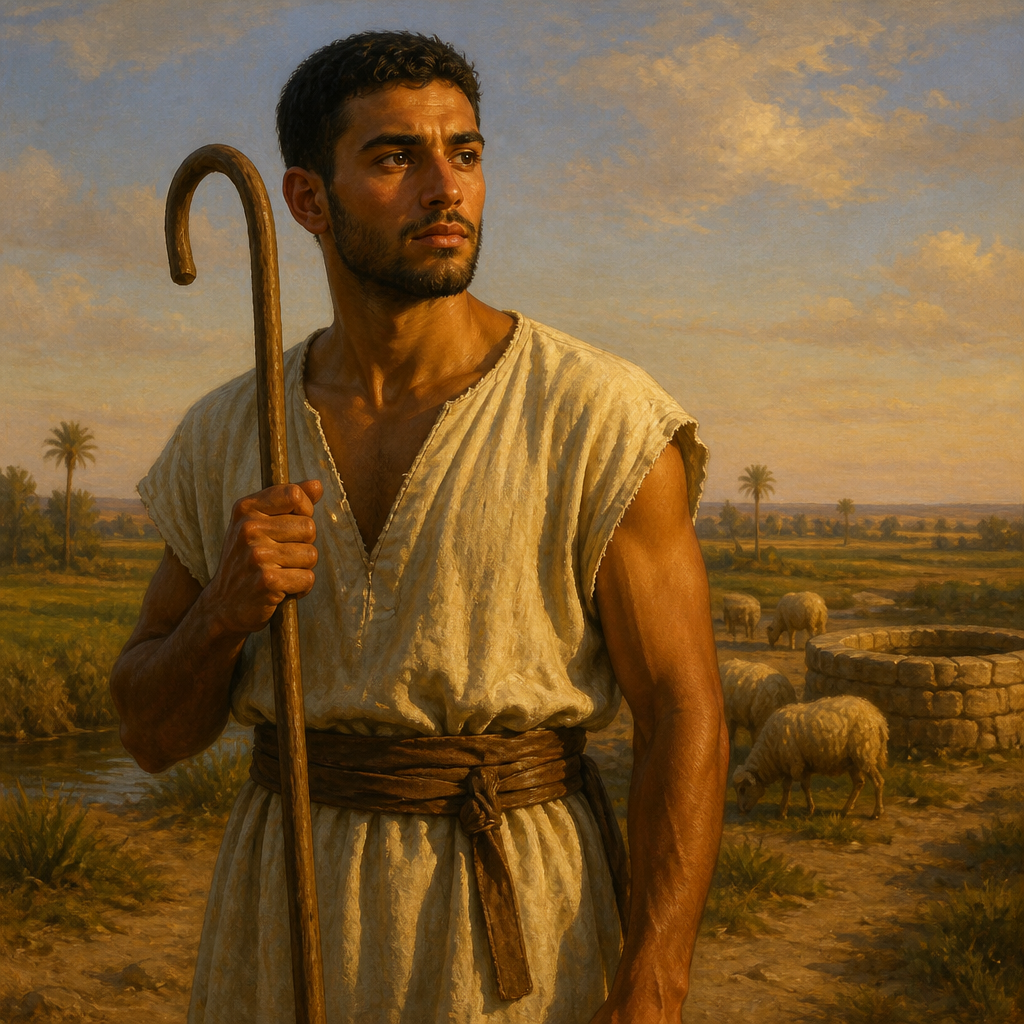 Oil-painting style portrait of Ezbon, Son of Gad, Son of Gad who migrated to Egypt with Jacob