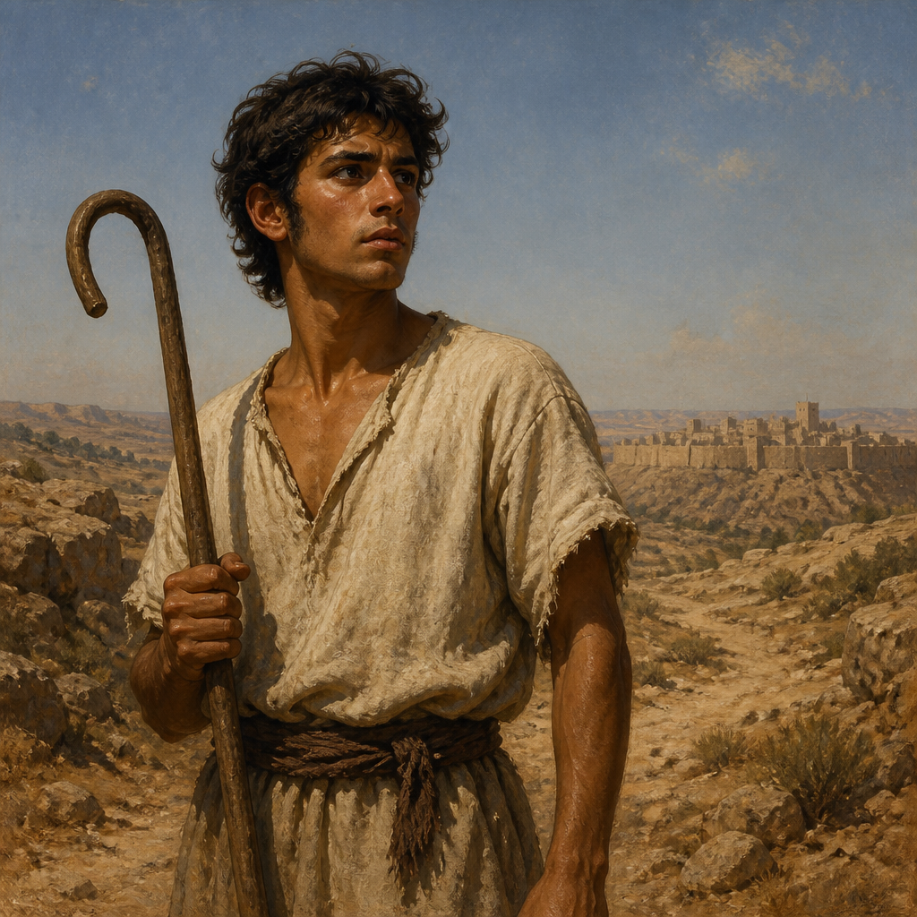 Oil-painting style portrait of Ezer, Son of Ephraim, Son of Ephraim who was killed by the men of Gath