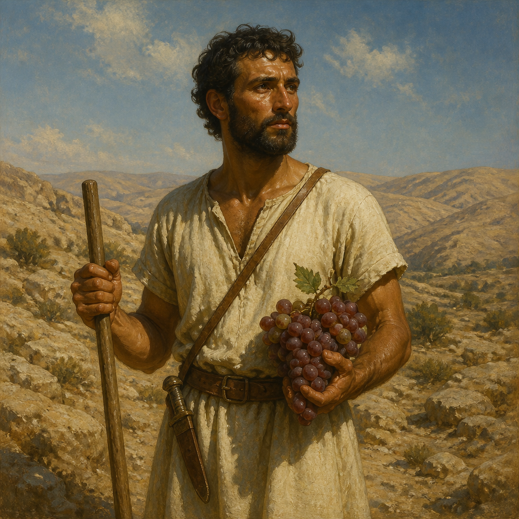 Oil-painting style portrait of Gaddi, Scout from the tribe of Manasseh who explored Canaan