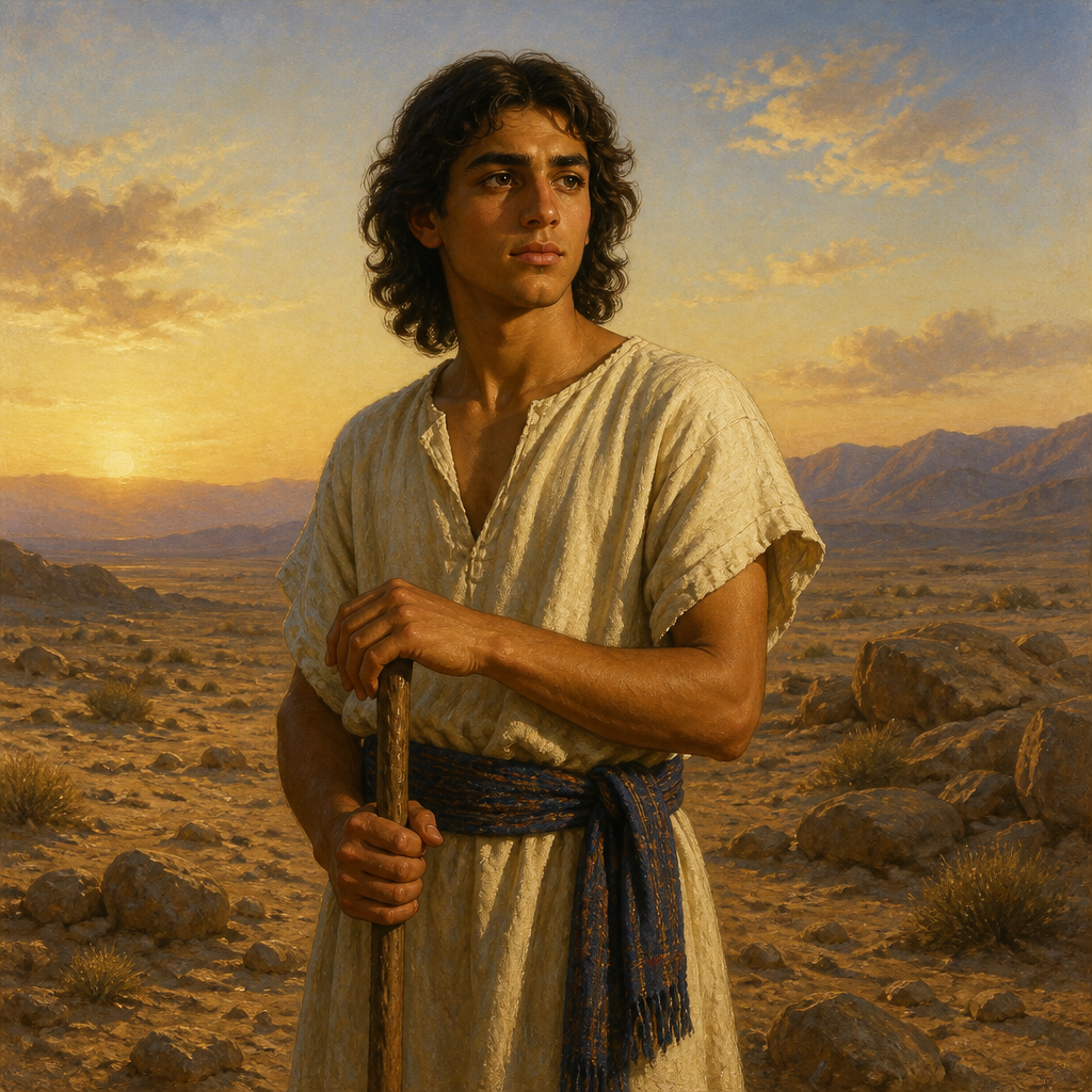 Oil-painting style portrait of Gershom, Son of Moses, Firstborn son of Moses who was born in Midian