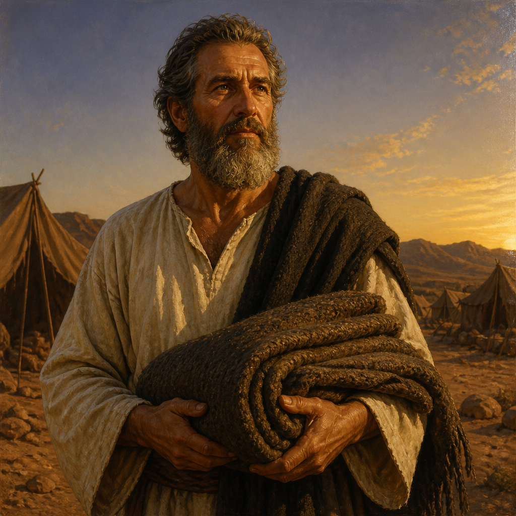Oil-painting style portrait of Gershon, Eldest son of Levi whose descendants were responsible for transporting the Tabernacle's curtains and coverings