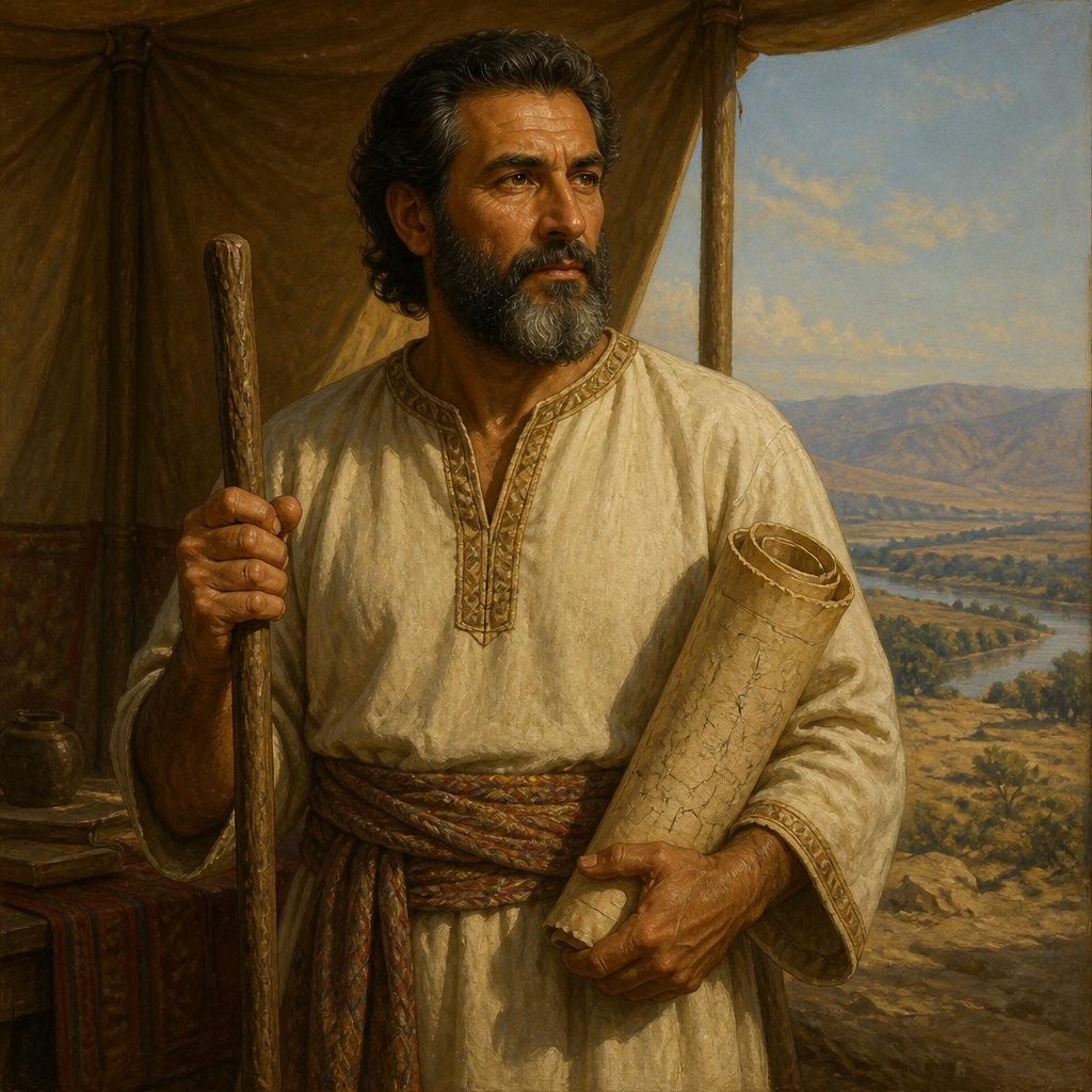 Oil-painting style portrait of Hanniel, Son of Ephod, Tribal leader of Manasseh appointed to divide the Promised Land