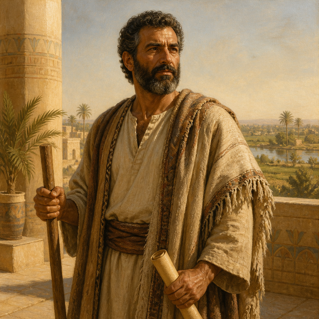 Oil-painting style portrait of Heber, Grandson of Asher, Grandson of Asher and founder of the Heberite clan during the Egyptian Sojourn