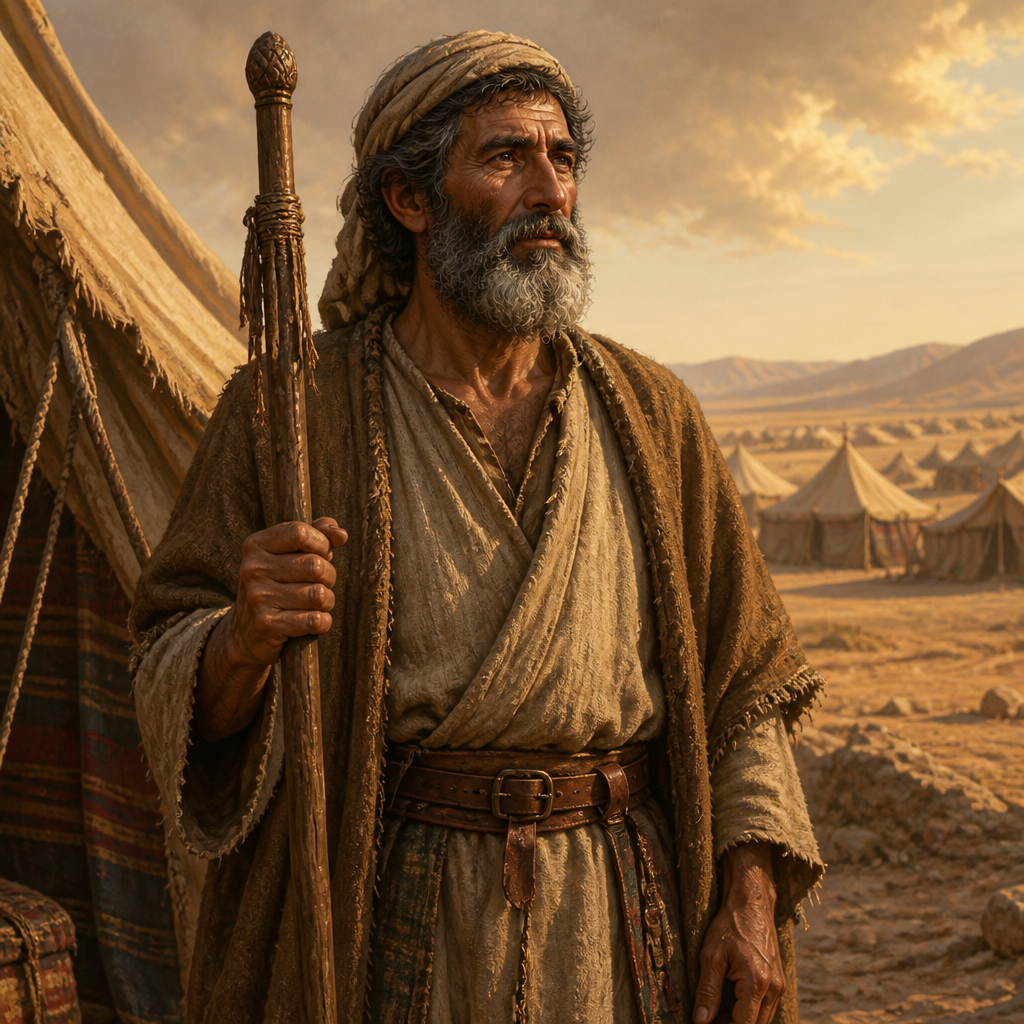 Oil-painting style portrait of Hepher, Clan Head of Manasseh, Patriarch of the Hepherite clan and father of Zelophehad