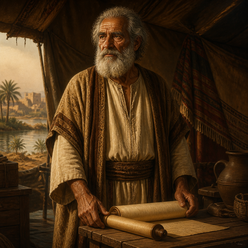 Oil-painting style portrait of Hezron, Son of Perez, Patriarch of the Hezronite clan and ancestor of King David and Jesus Christ