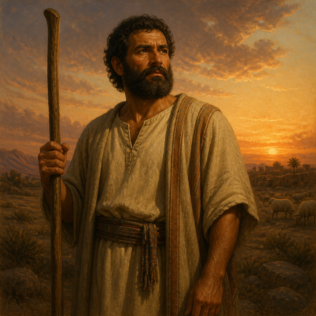 Oil-painting style portrait of Hezron, Son of Reuben, Son of Reuben and founder of the Hezronite clan